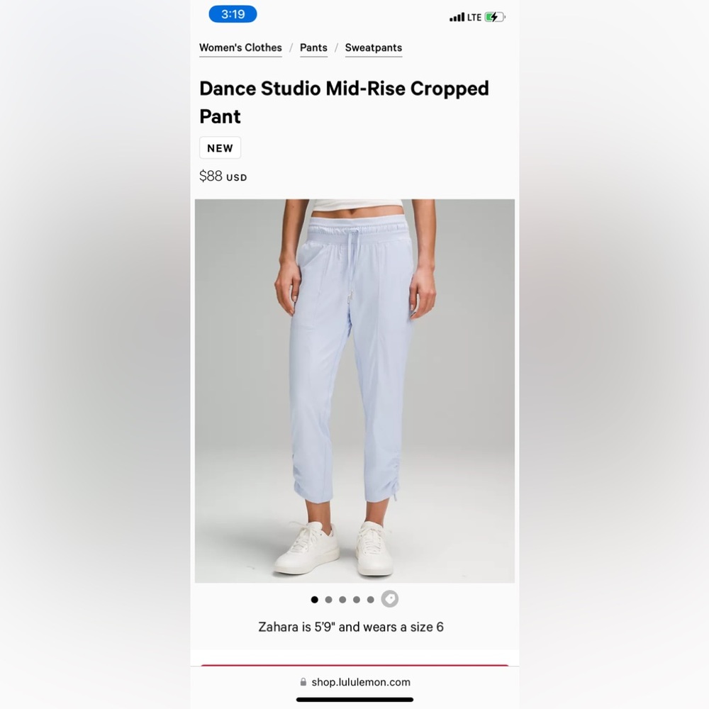NWOT Lululemon Dance Studio Mid-Rise Cropped Pant Size 10